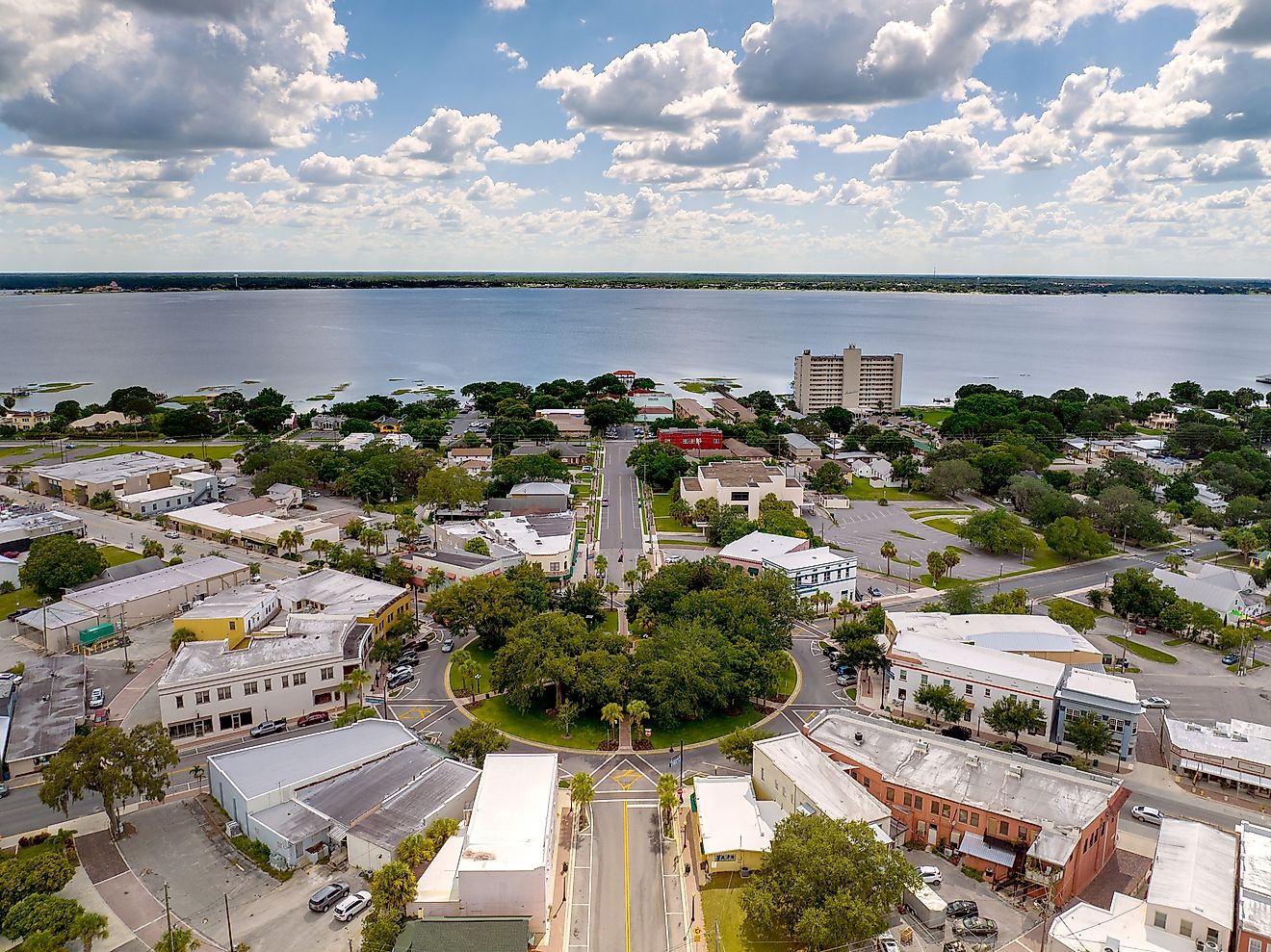 Aerial view of downtown Sebring, Florida.