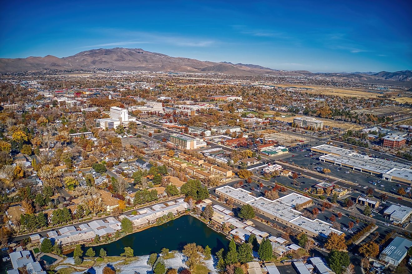 Aerial view of Carson City, the capital of Nevada. 
