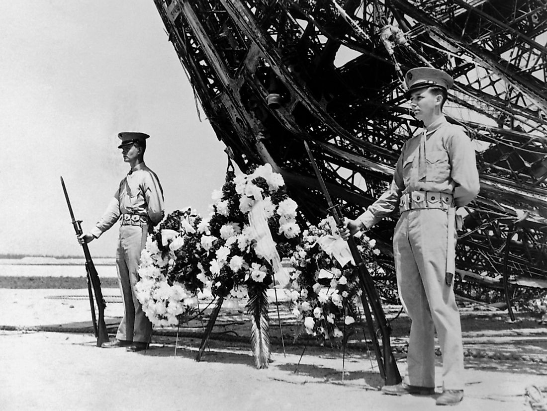 A memorial to the Hindenburg Disaster is held on May 31, 1937.