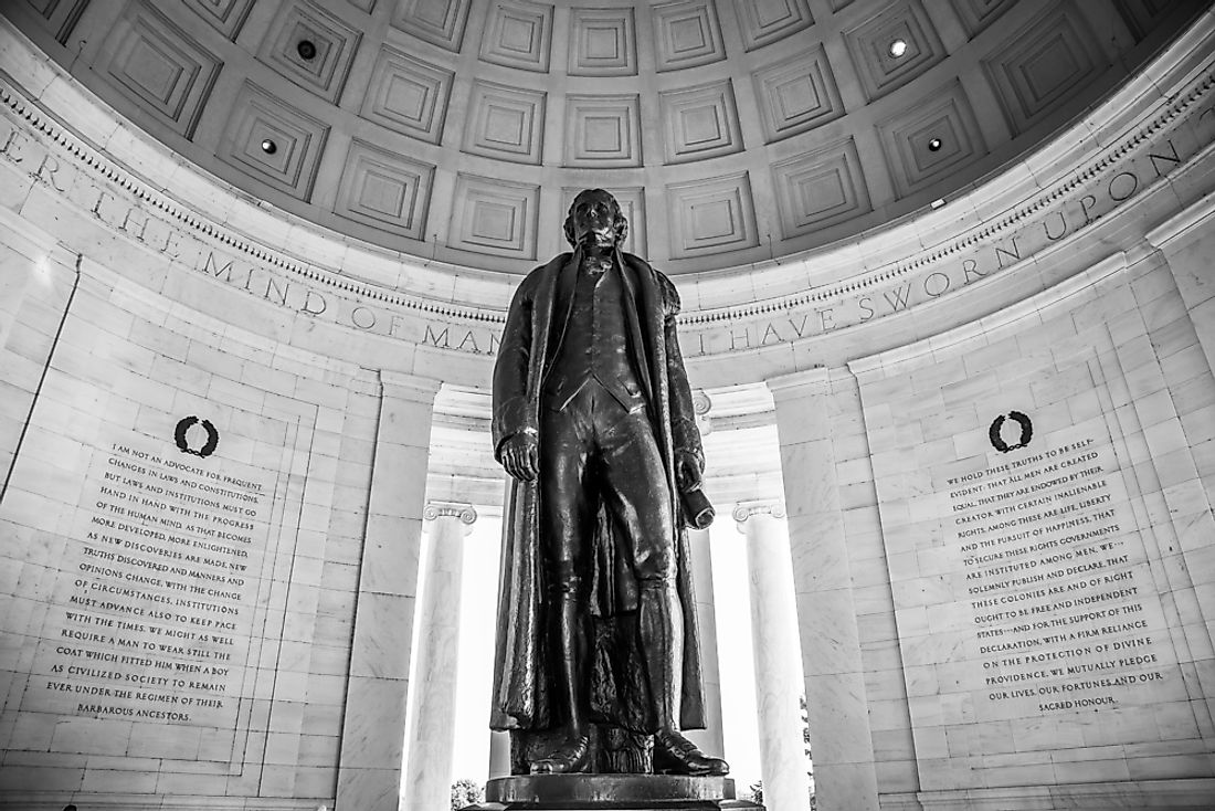 A statue dedicated to Thomas Jefferson in Washington, D.C. 