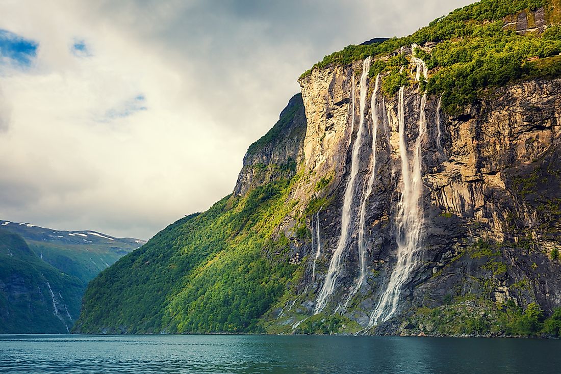 The waterfalls of Geiranger, Norway. 