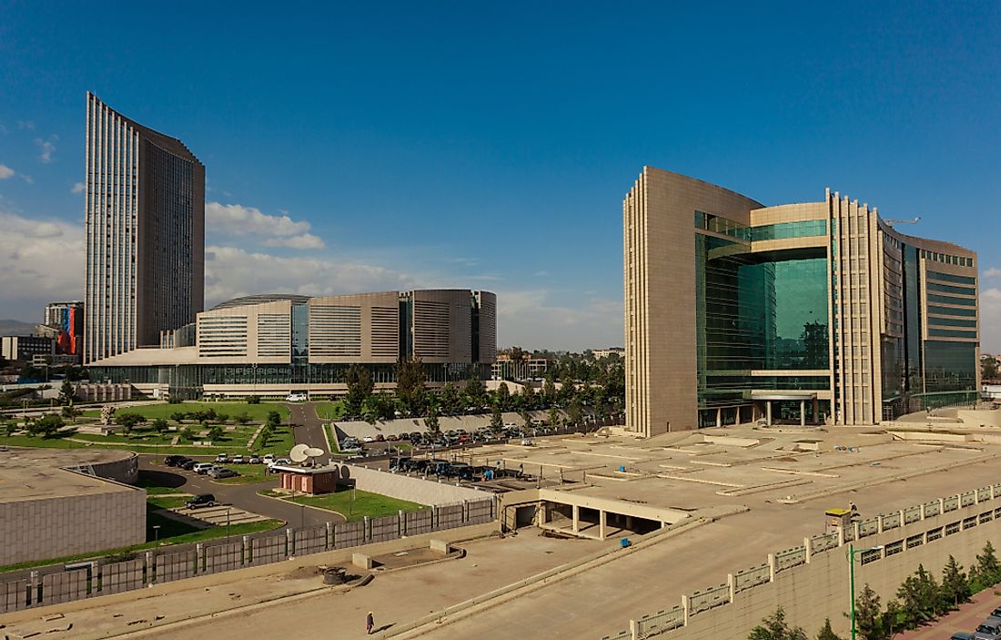 The African Union's headquarters complex in Addis Ababa. Editorial credit: christianthiel.net / Shutterstock.com.