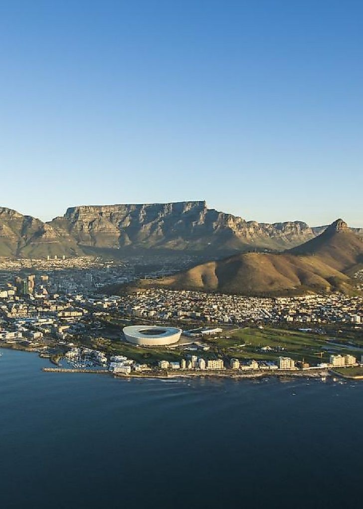 Table Mountain, as seen from off the coast of Cape Town, South Africa.