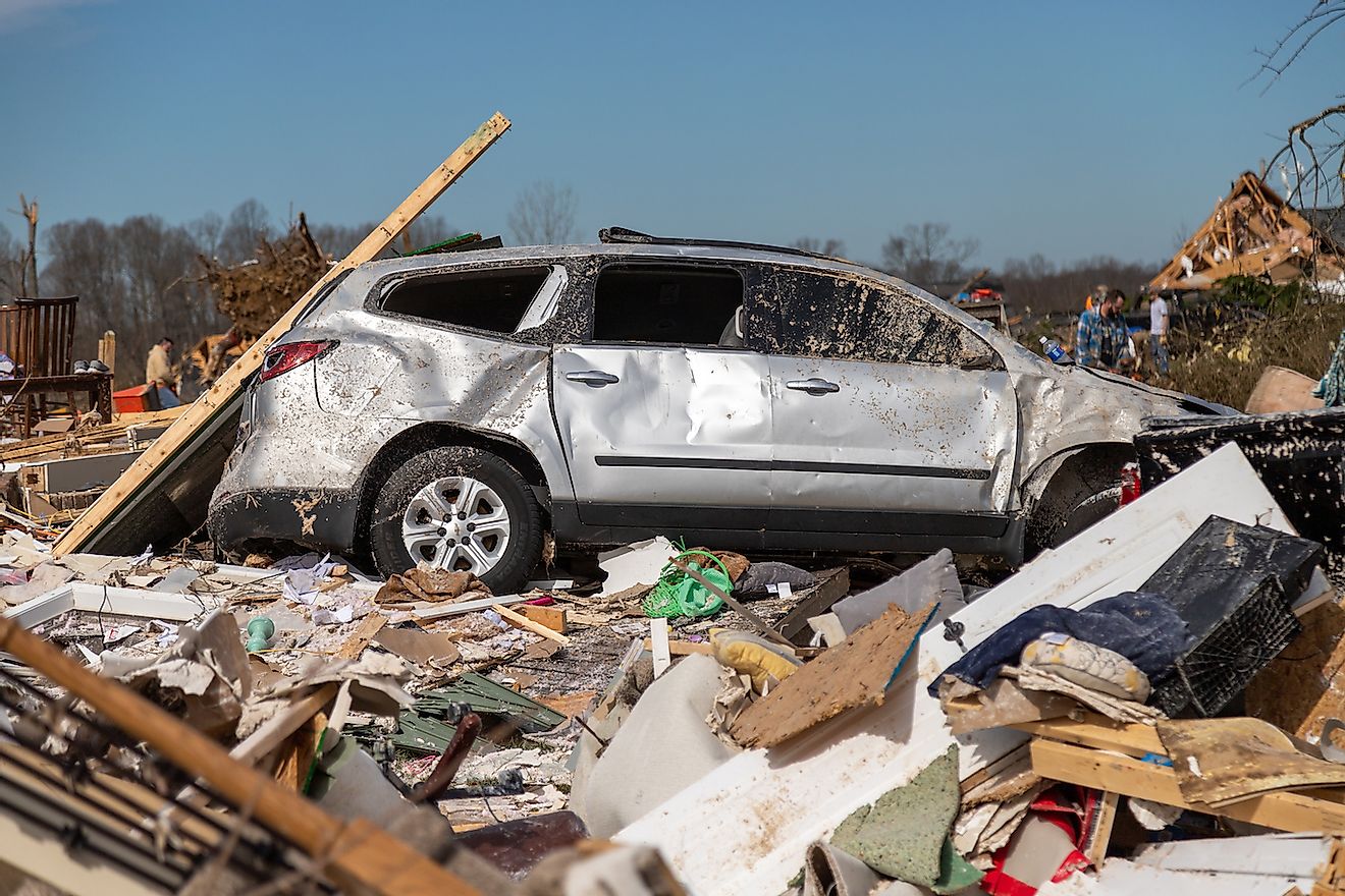 Debris is seen following a deadly tornado Wednesday, March 3, 2020, in Cookeville, Tennessee. Image credit: Jason Whitman/Shutterstock.com