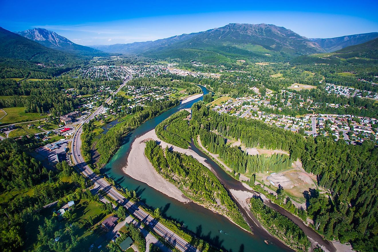 Aerial view of Fernie, British Columbia.