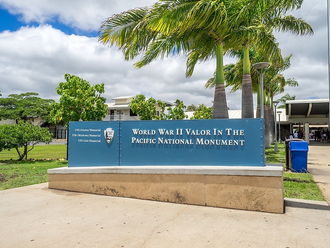 The Hawaii portion of the World War II Valor in the Pacific National Monument is located on Pearl Harbor in Oahu, Hawaii.  Editorial credit: Jeff Whyte / Shutterstock.com