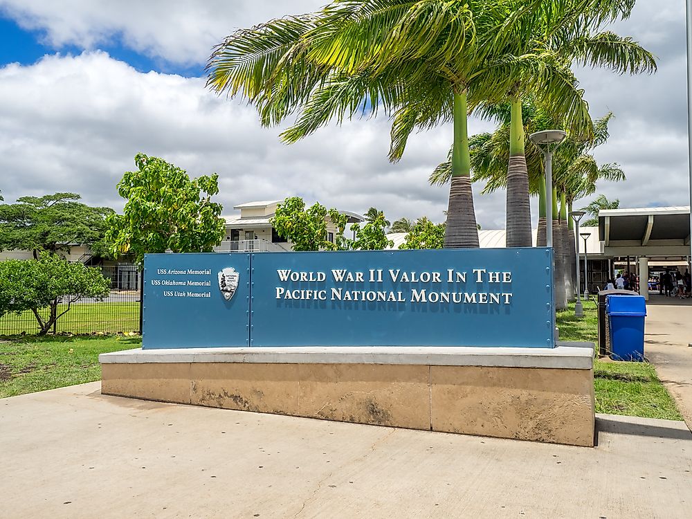 The Hawaii portion of the World War II Valor in the Pacific National Monument is located on Pearl Harbor in Oahu, Hawaii.  Editorial credit: Jeff Whyte / Shutterstock.com