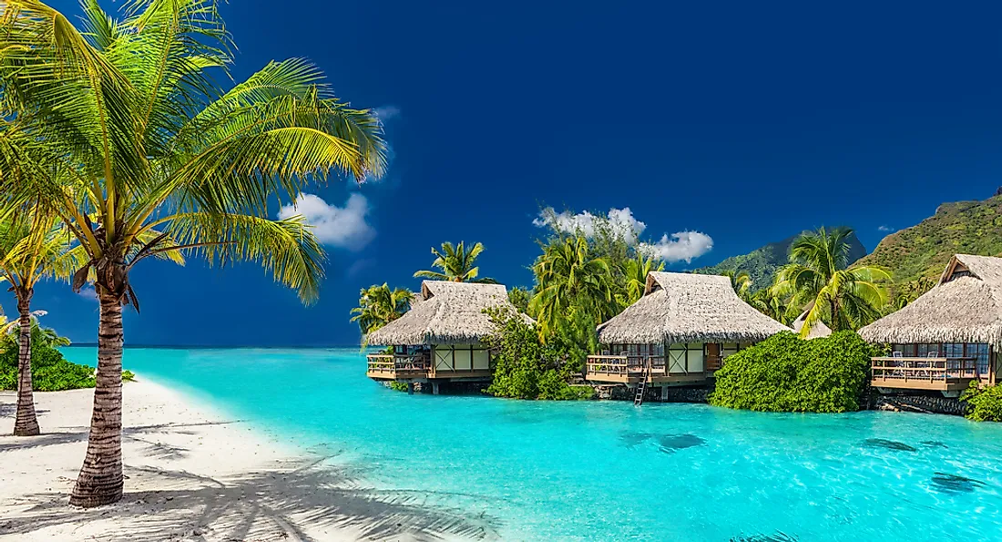 Tourist huts in Fiji, South Pacific. 