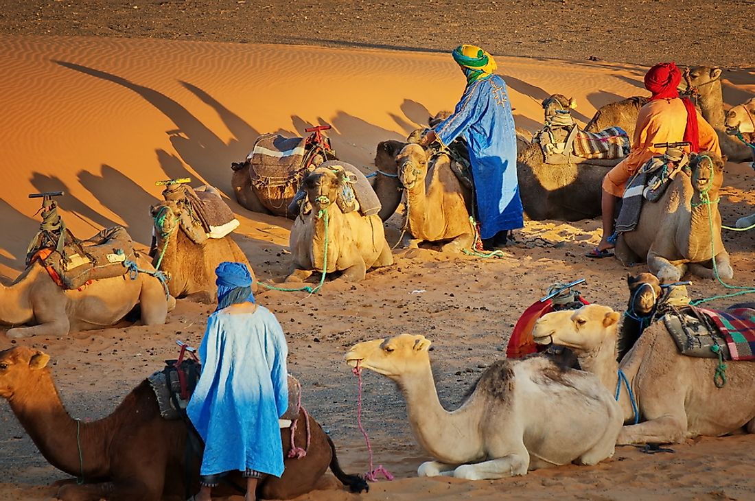 Berber people in the Sahara Desert in Morocco. 