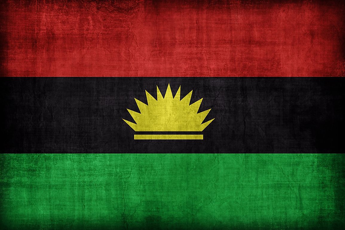 The flag of the Republic of Biafra, which existed as an unrecognized state rom 1967 to 1970. 