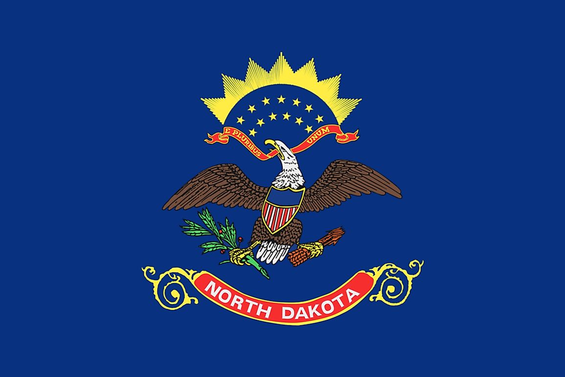 The state flag of North Dakota features the US Coat of Arms. 