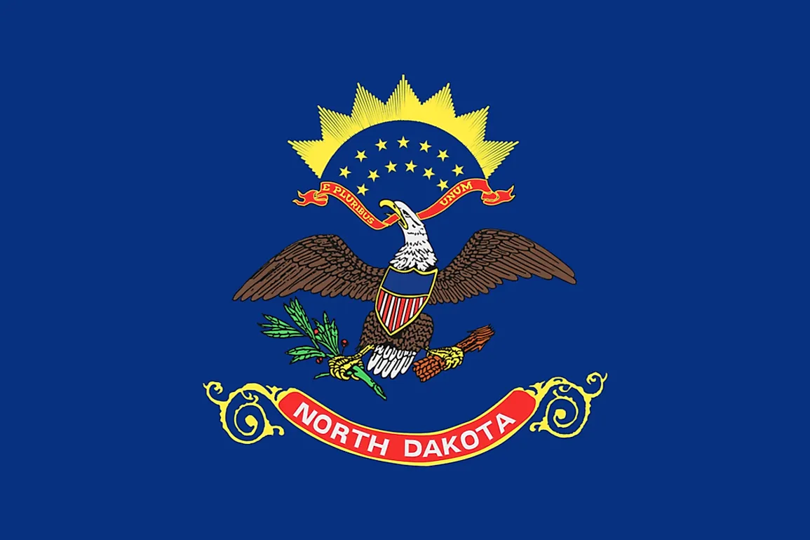 The state flag of North Dakota features the US Coat of Arms. 