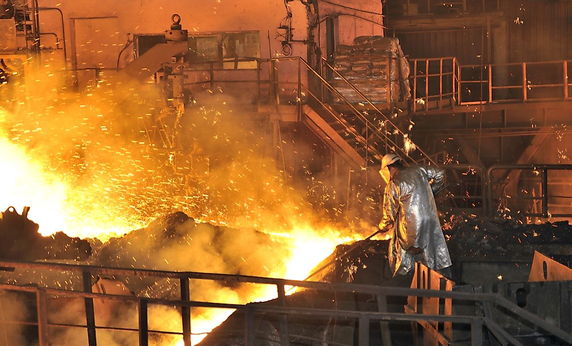 Production at a steel mill.