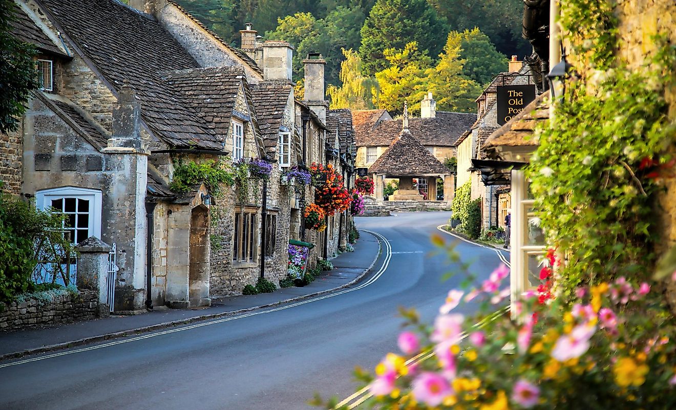 A street through Castle Combe, Cotswolds.