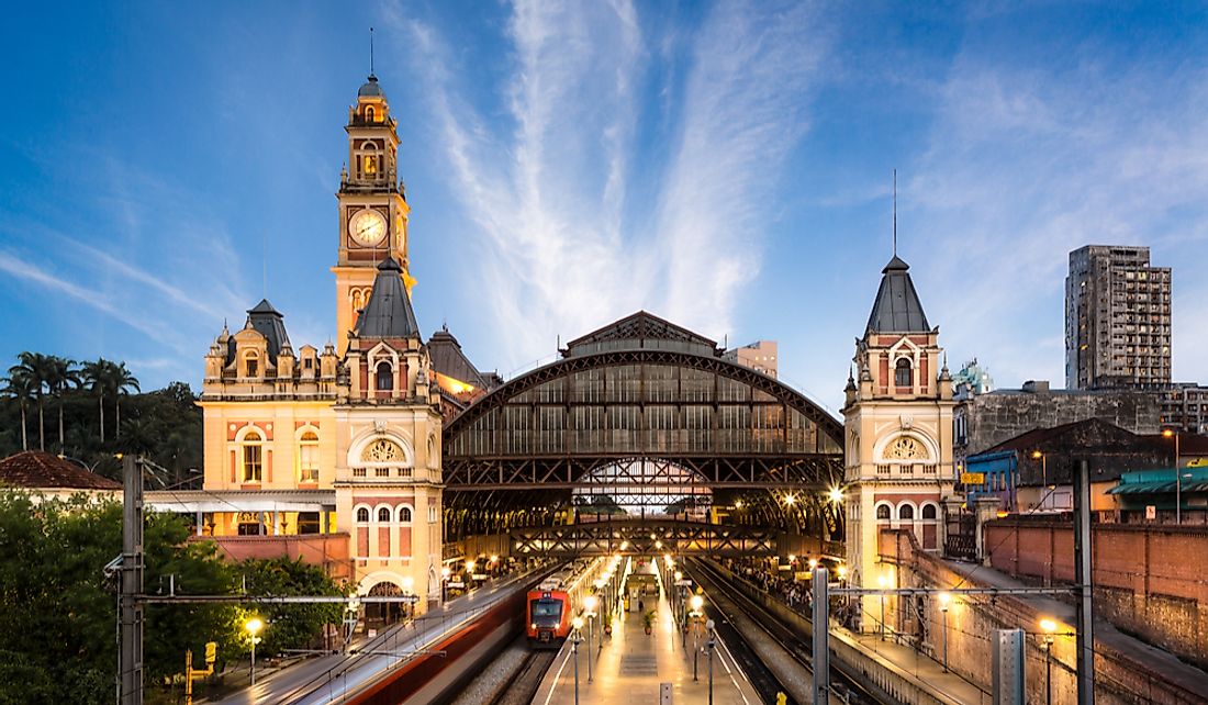 The Museum of the Portuguese Language is located with the Luz station in Sao Paulo, Brazil.