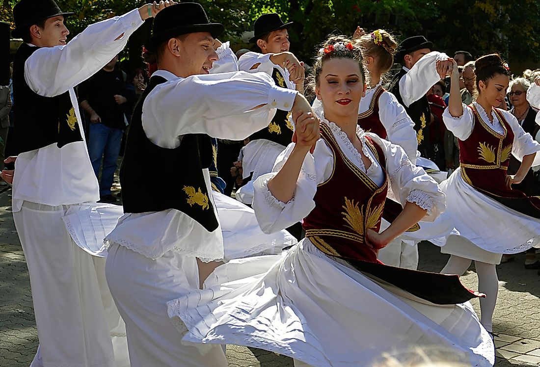 A Serbian dance troupe in performance: Serbs constitute 30.8% of the population of Bosnia and Herzegovina. Editorial credit: Ioan Florin Cnejevici / Shutterstock.com.