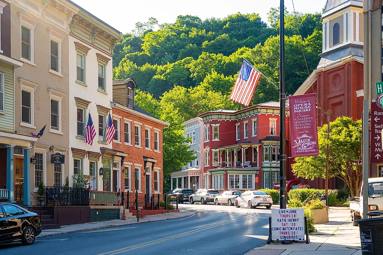 West Broadway in the historic town of Jim Thorpe, Pennsylvania.