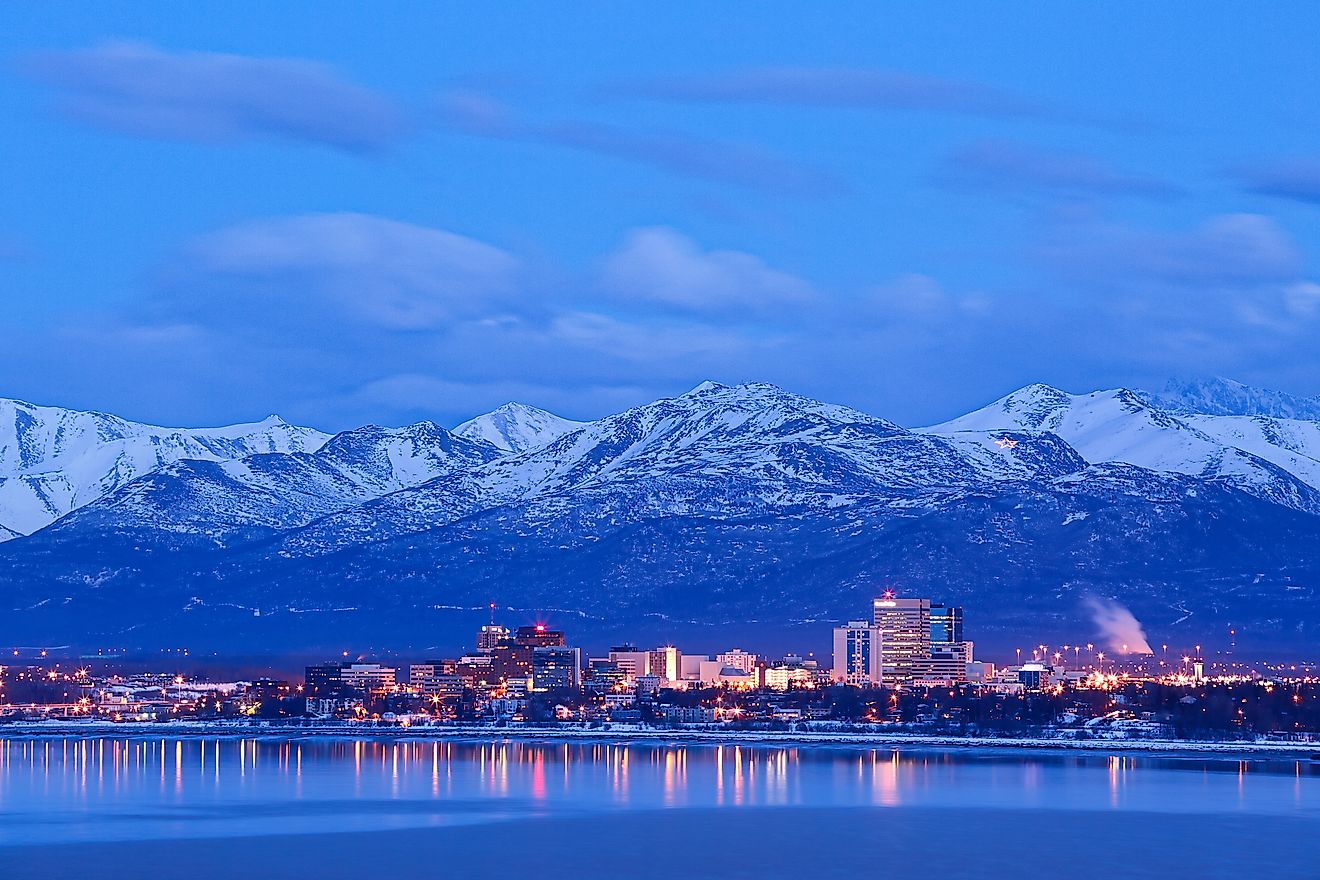 Skyline of Anchorage, Alaska.