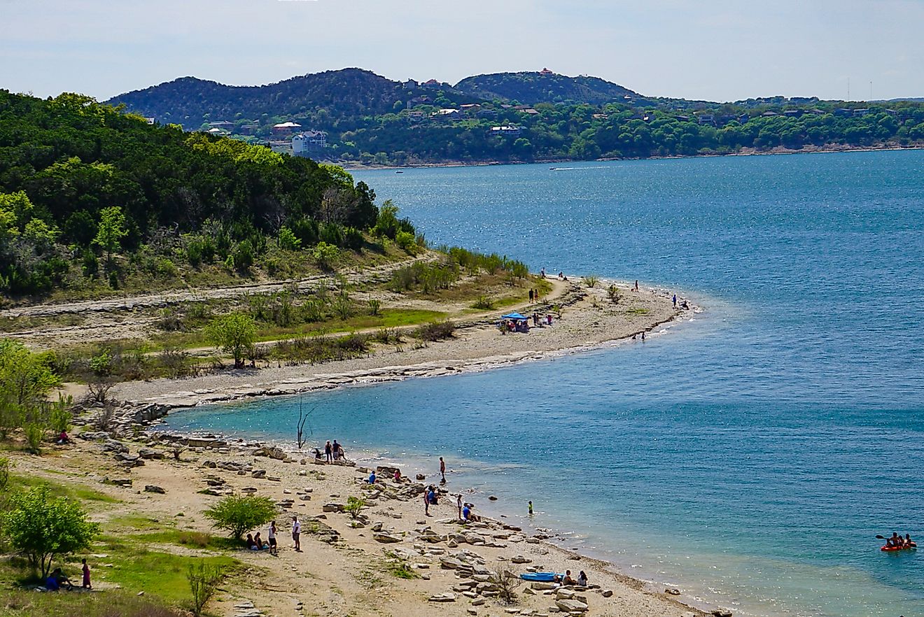 The shore of Canyon Lake, Texas just outside of New Braunfels in the Hill Country taken from the Overlook Park