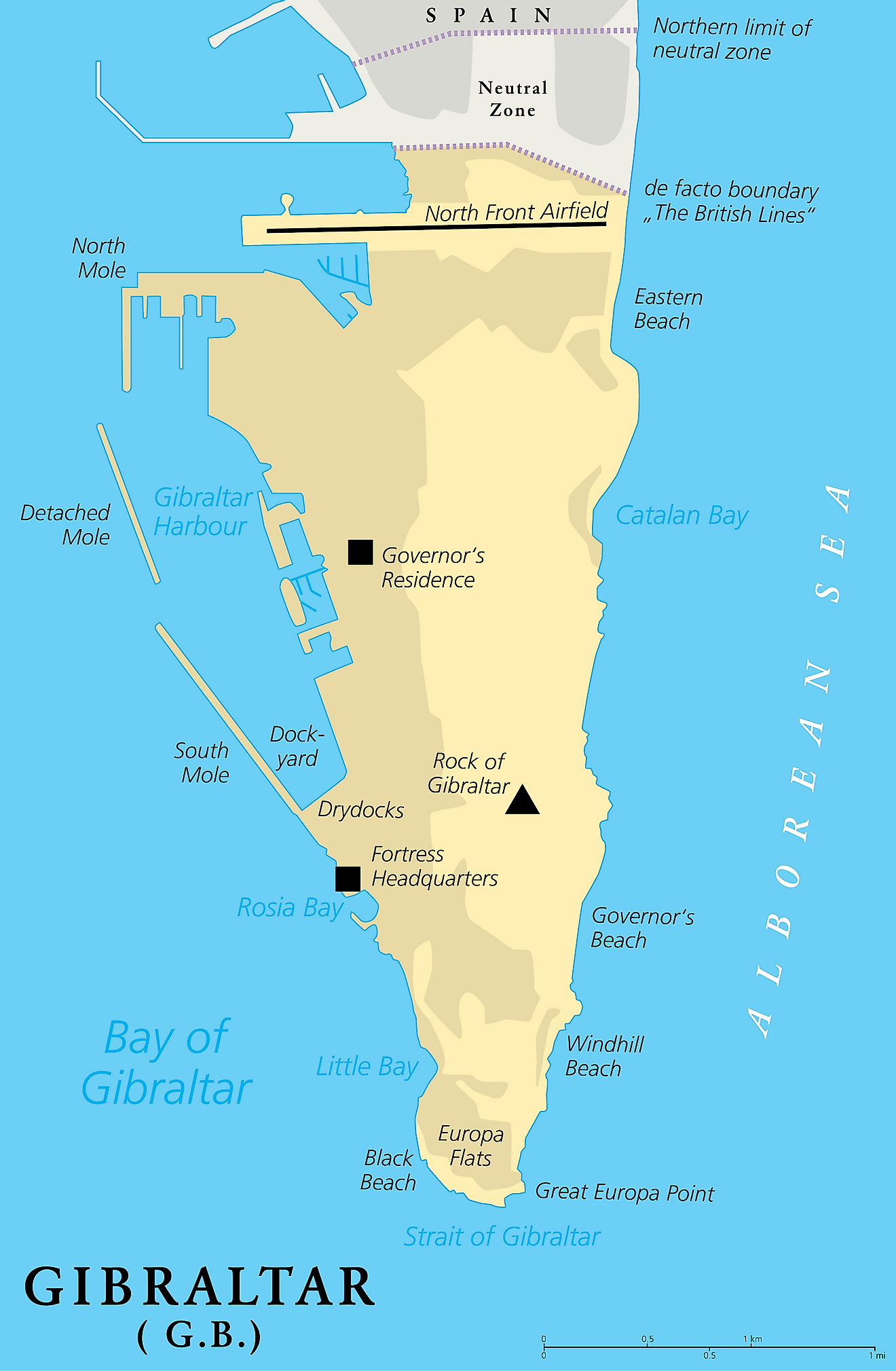 Mapa Político de Gibraltar