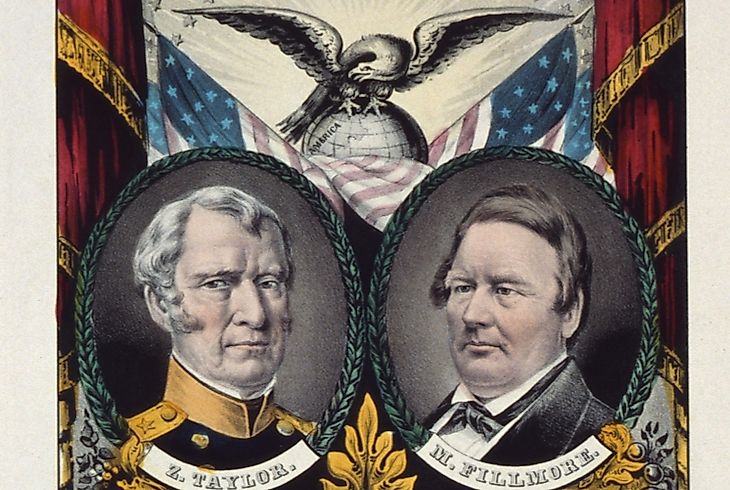 Section of a 1848 Whig Party campaign banner. Editorial credit: Everett Historical / Shutterstock.com