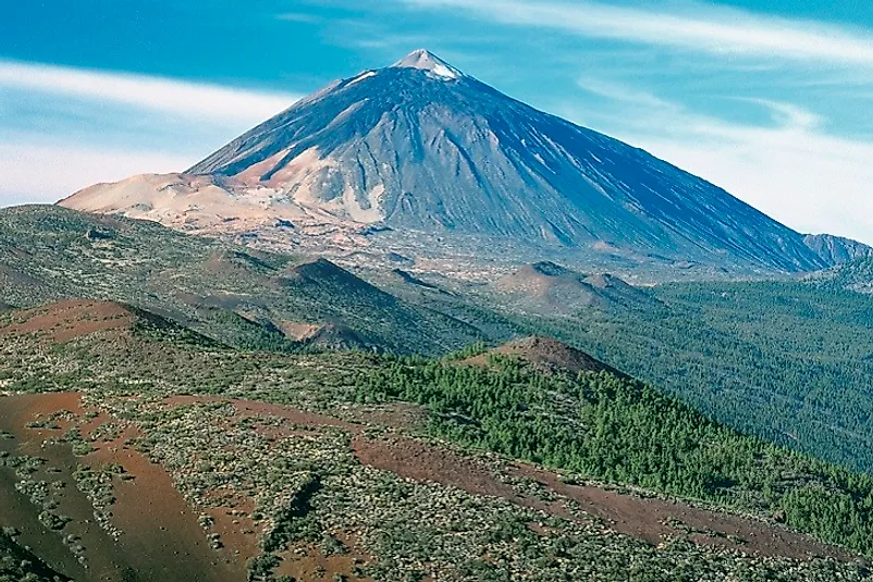 Teide volcano rises in the distance.