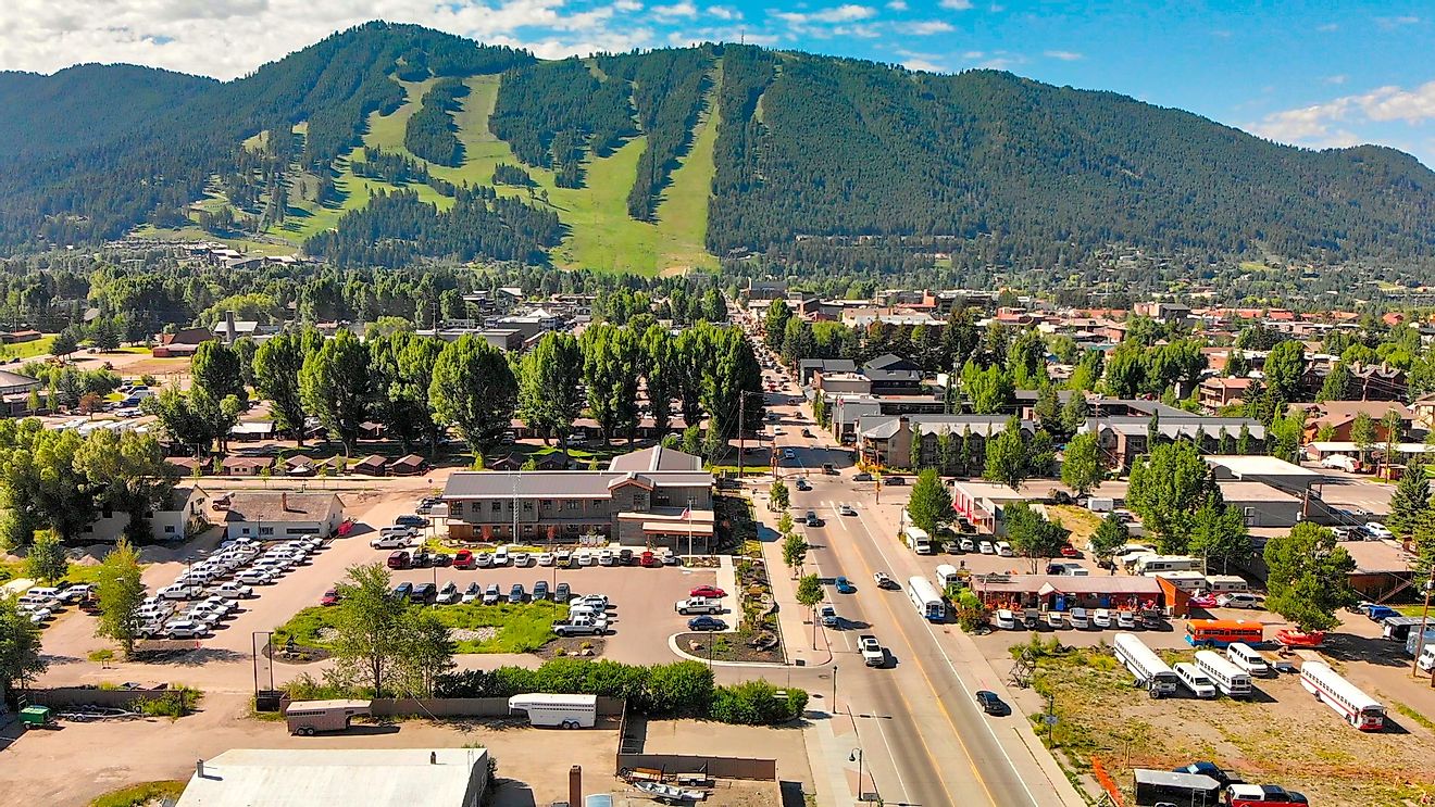 Aerial view of Jackson, Wyoming.