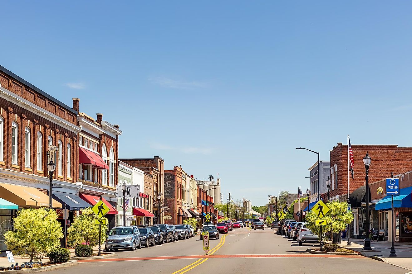 The beautiful downtown area of Mooresville, North Carolina.