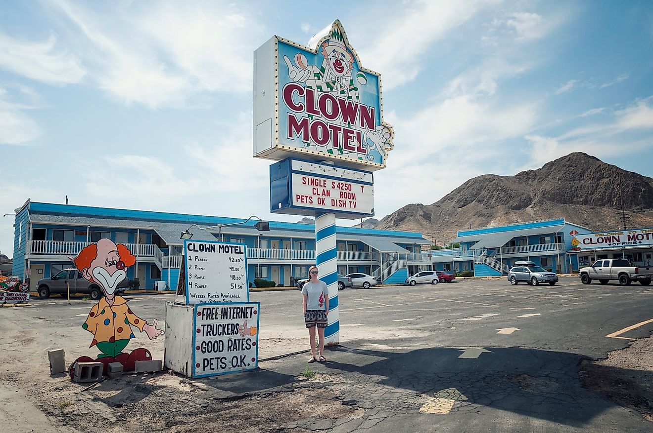 The Clown motel in Tonopah, Nevada. Image credit pmvfoto via Shutterstock