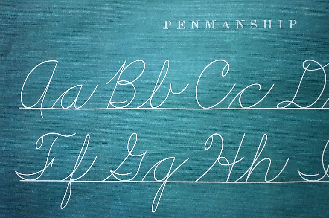 In many forms of cursive lettering almost all the letters are connected.