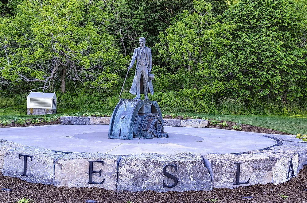 A statue of Nikola Tesla. Editorial credit: Georgios Kollidas / Shutterstock.com. Editorial credit: PitK / Shutterstock.com.