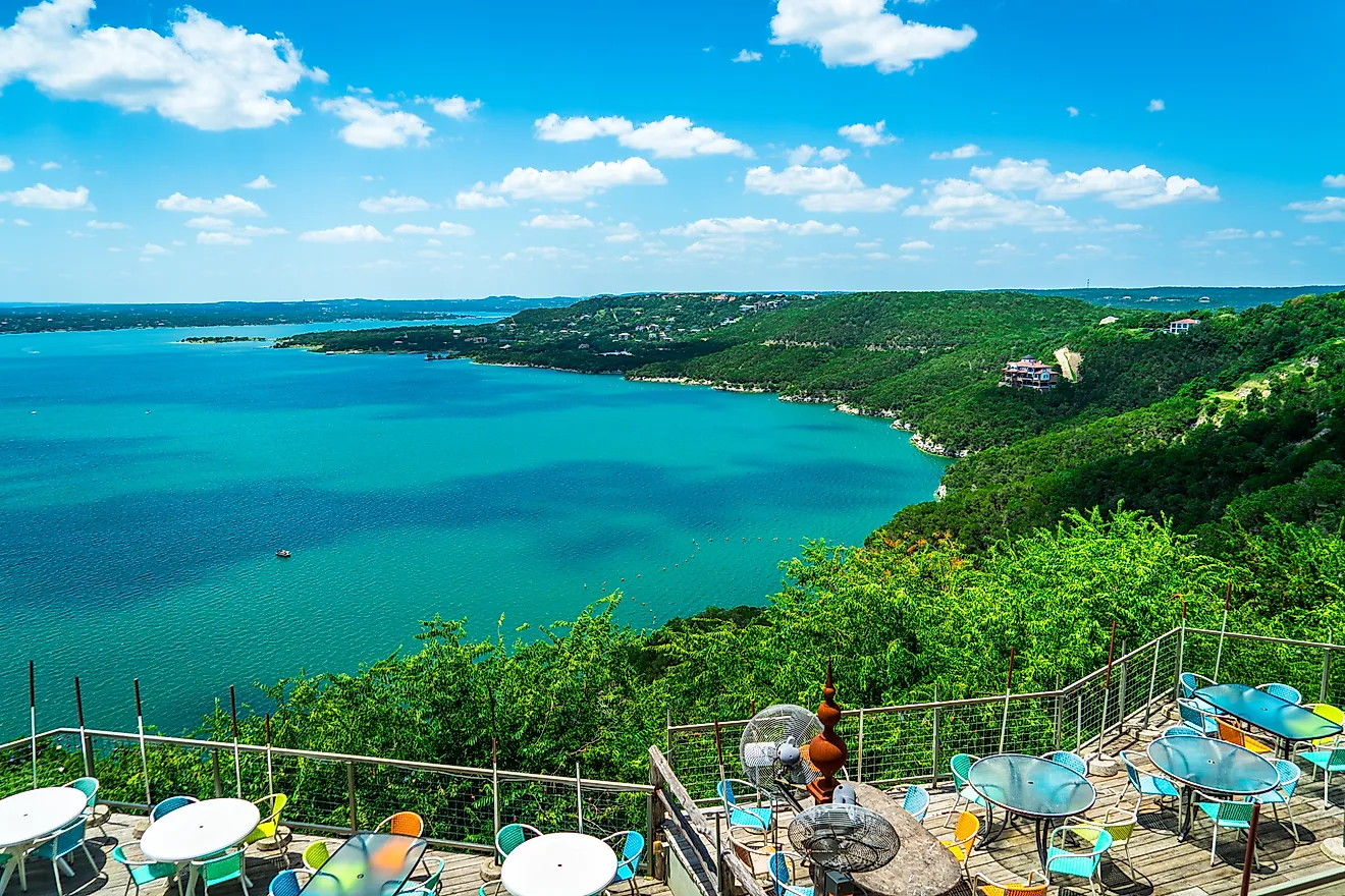 Overlook view of Travis Lake, outside of Austin, Texas.
