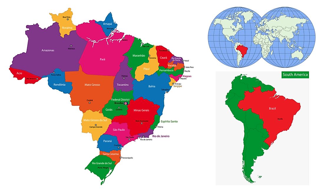 Map showing the administrative divisions of Brazil. 