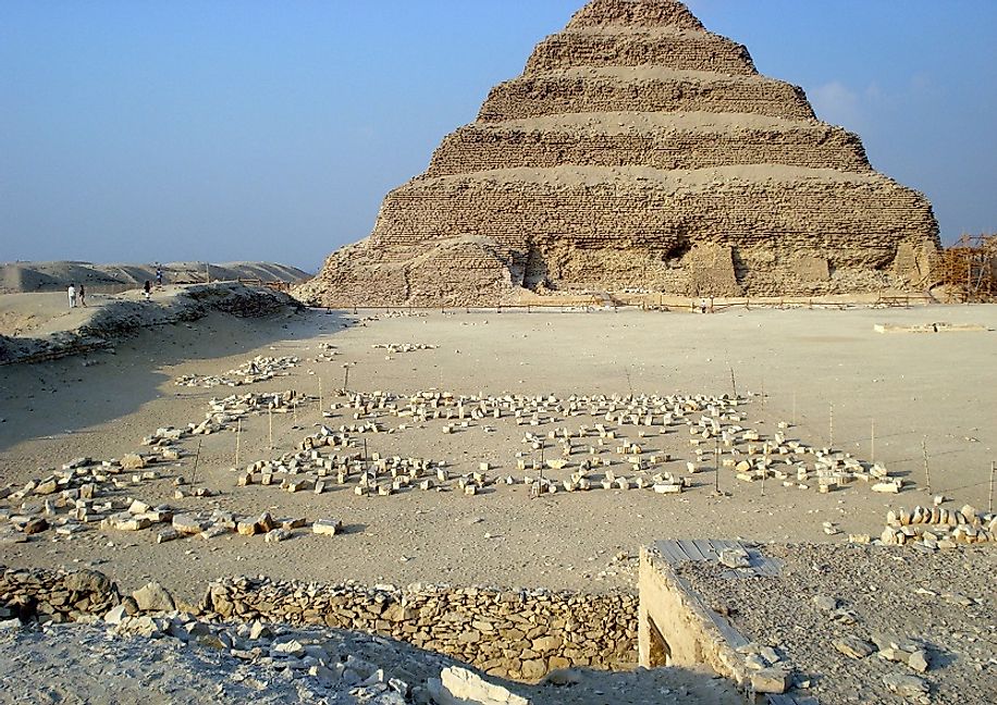 The Step Pyramid of Djoser, in the necropolis at Saqqara in Egypt, where it still stands circa 4,675 years after its construction.