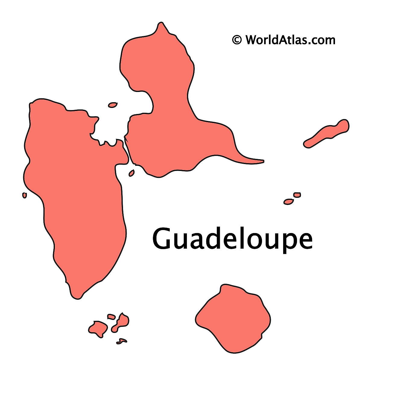 Outline Map of Guadeloupe