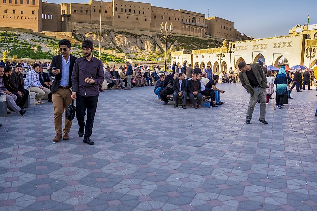A bustling square in Erbil, Iraq. Editorial credit: Eng. Bilal Izaddin / Shutterstock.com. 