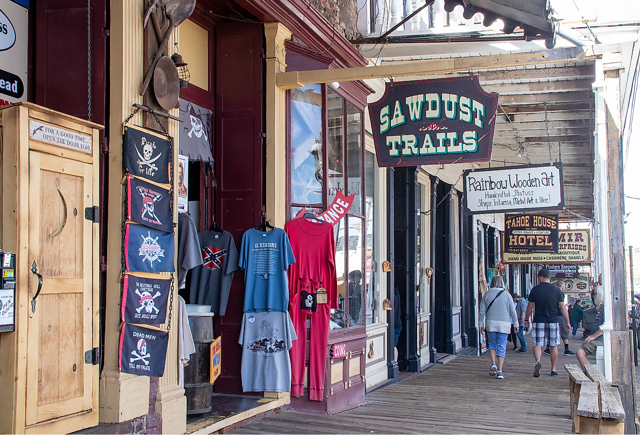 Stores Along the Streets of Old Gold and Silver Mining Town of Virginia City, Nevada. Image credit Arne Beruldsen via Shutterstock