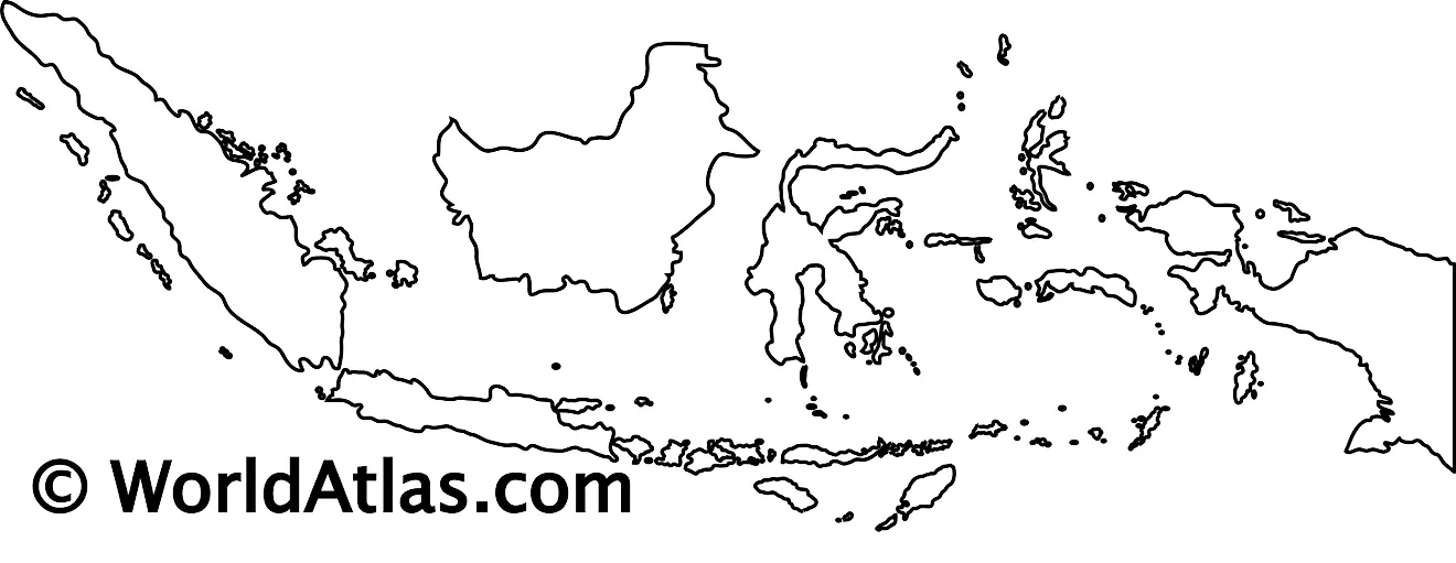 Blank Outline Map of Indonesia