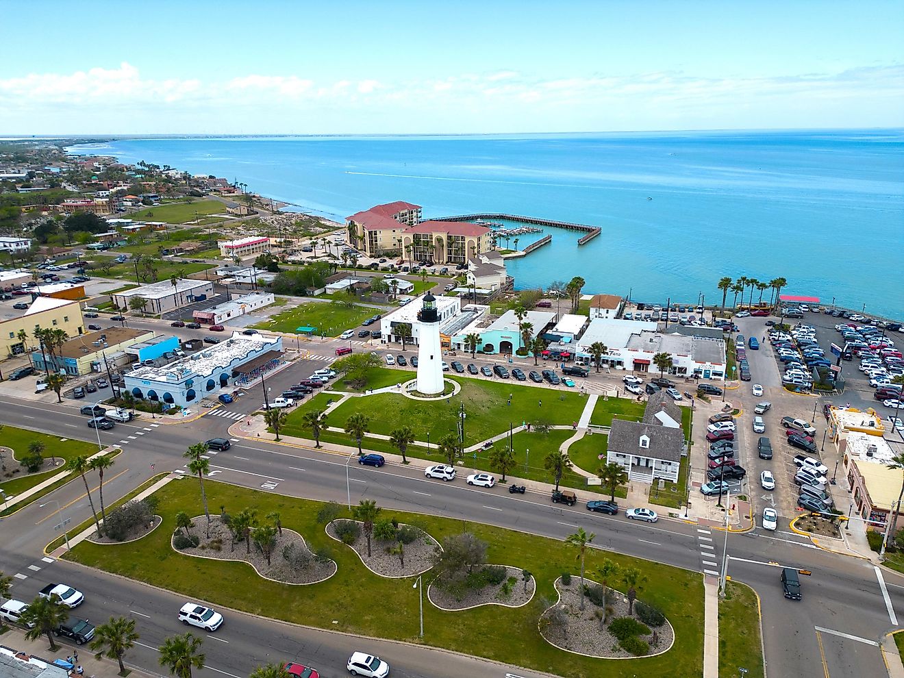Aerial view of the lighthouse at Port Isabel, Texas.