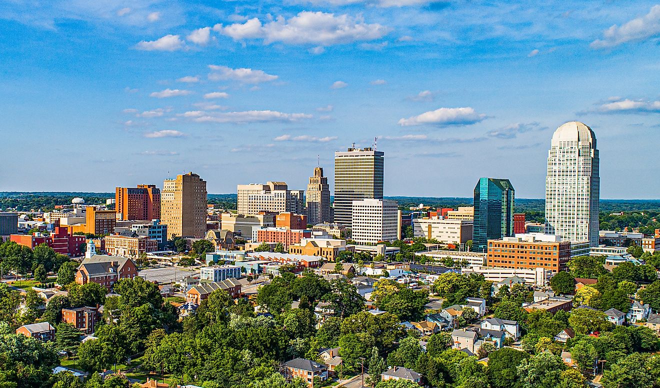 The college town of Winston-Salem in North Carolina.