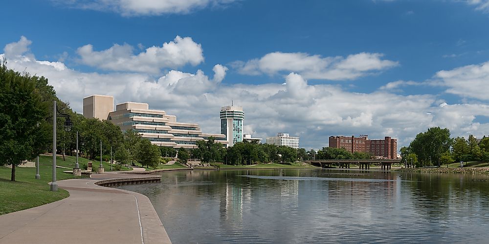 The Arkansas River in Wichita, Kansas. Editorial credit: Nagel Photography / Shutterstock.com