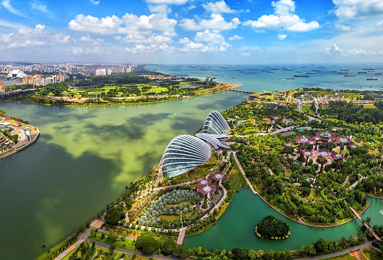 Bird eyes view of Singapore City skyline in Singapore.
