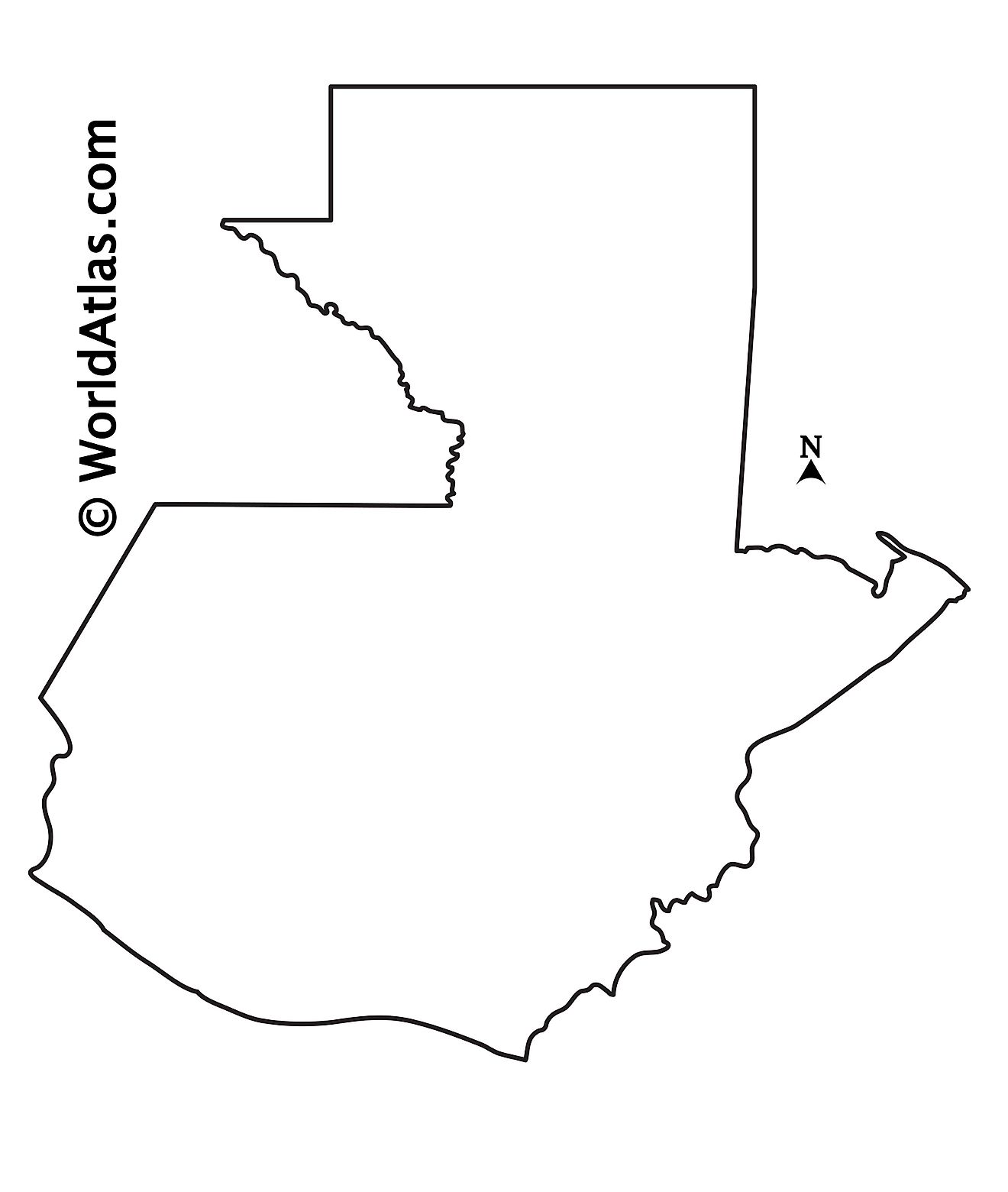 Blank Outline Map of Guatemala