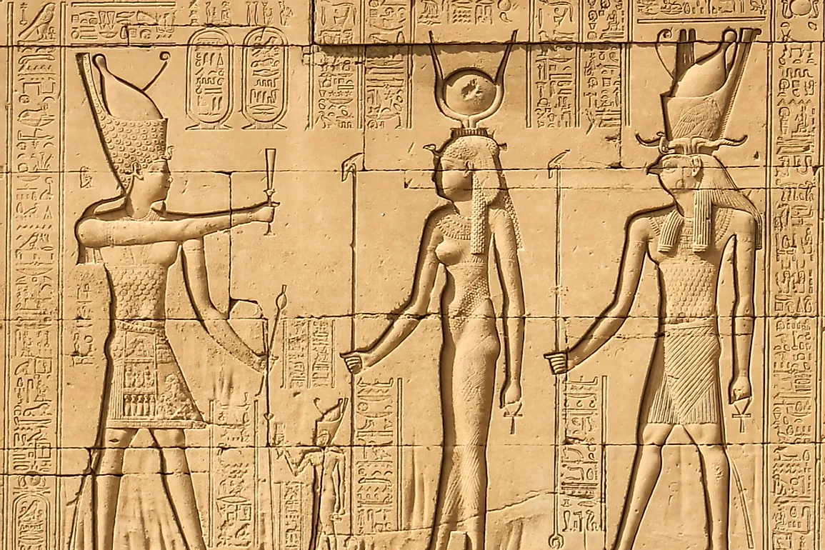 Engraving of Cleopatra at the Temple of Hathor.