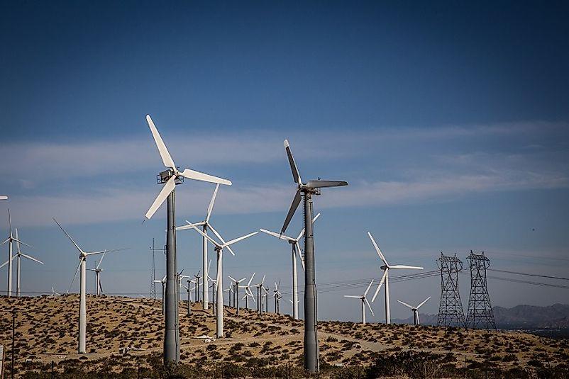 Wind farms make good use of this arid land near Palm Springs, California, United States of America.