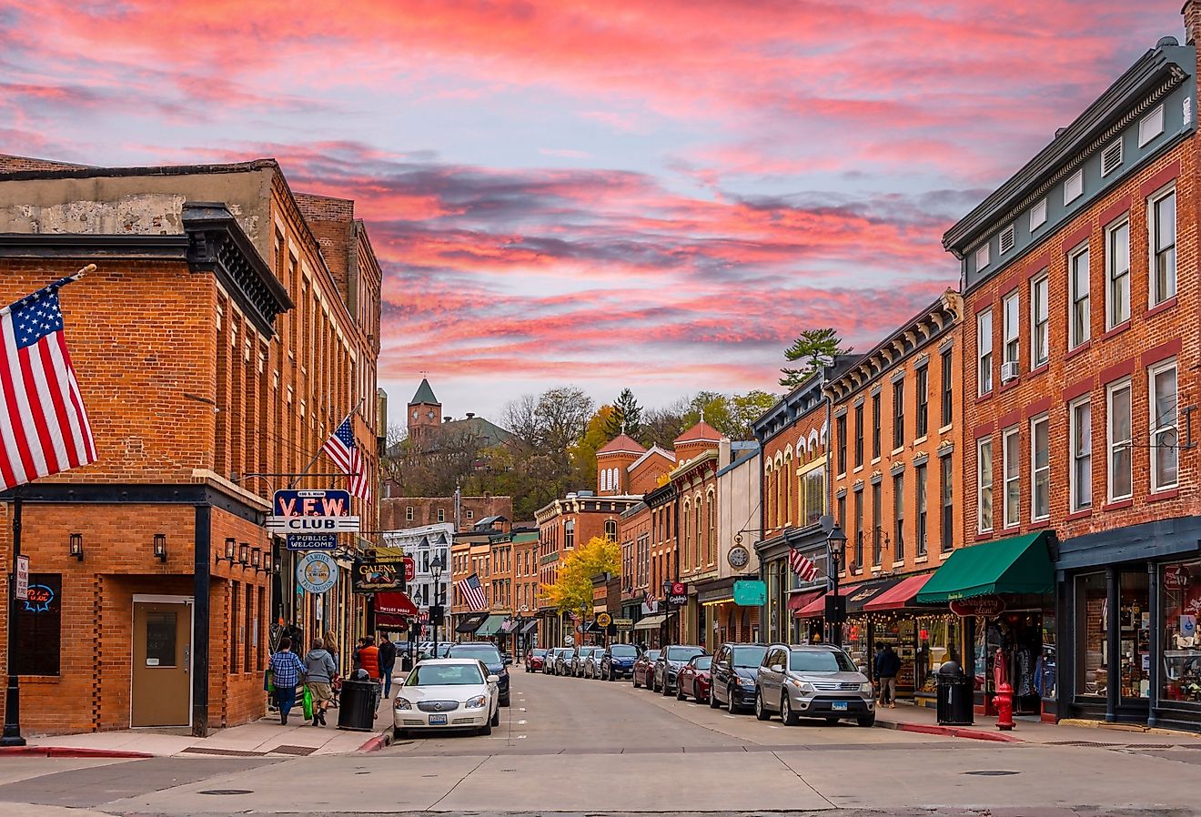 Galena, USA . Historical Galena town Main Street in Illinois. Image credit Nejdet Duzen via Shutterstock.