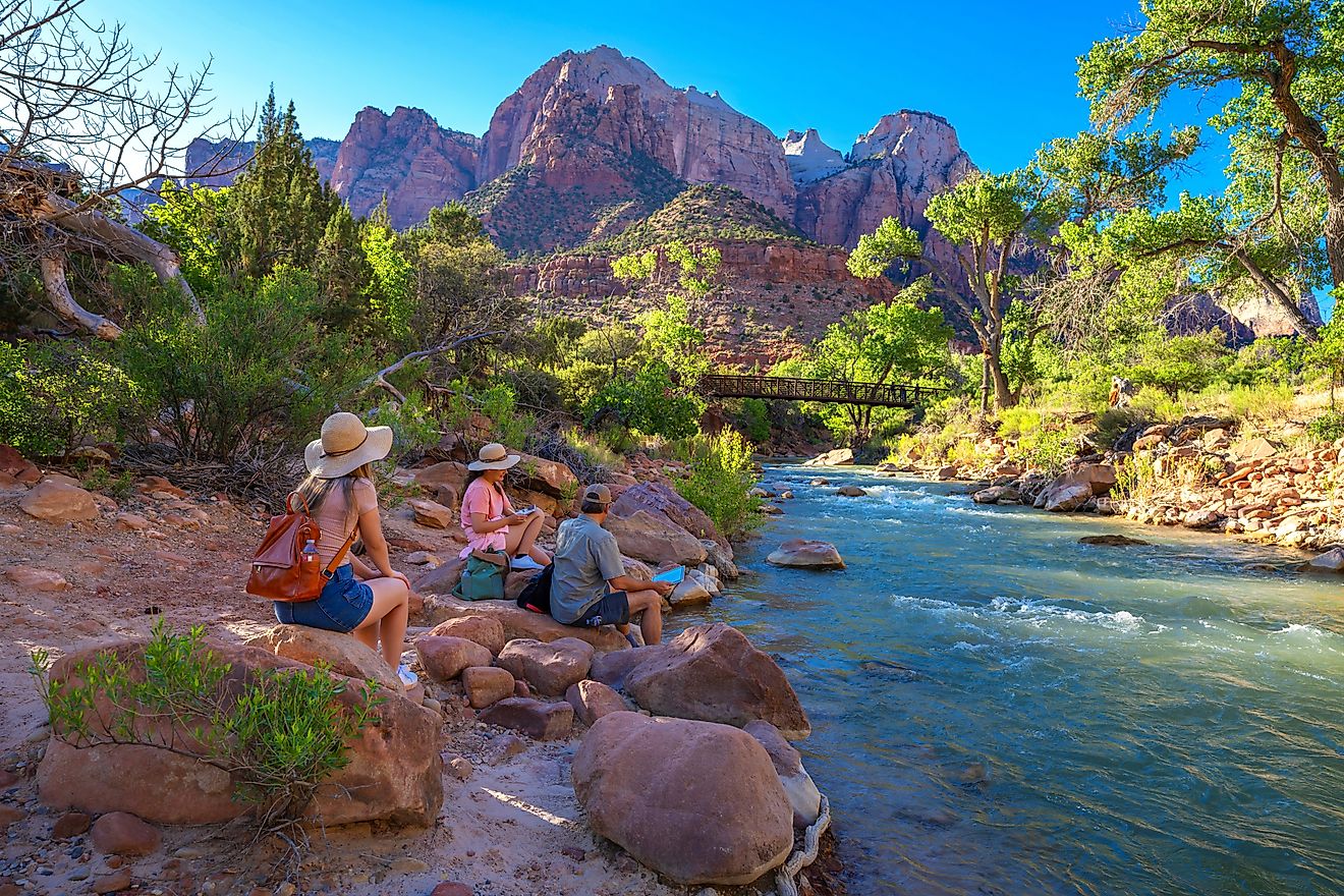 River flowing through the Zion National Park, Utah.