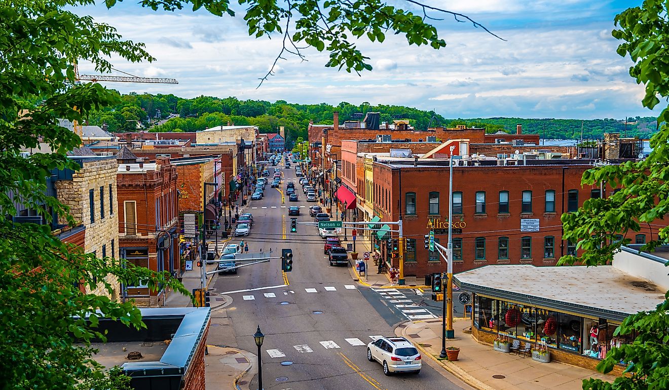 Aerial view of Stillwater, Minnesota.