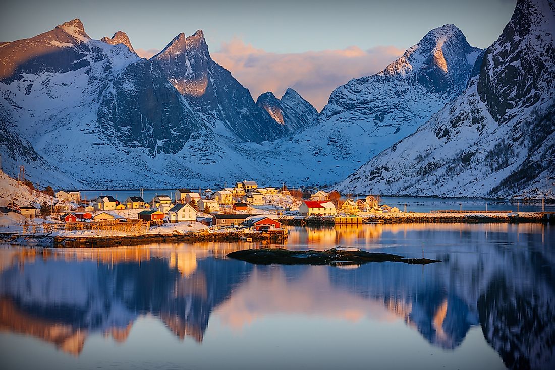 The village of Reine, Norway, above the Arctic Circle. 