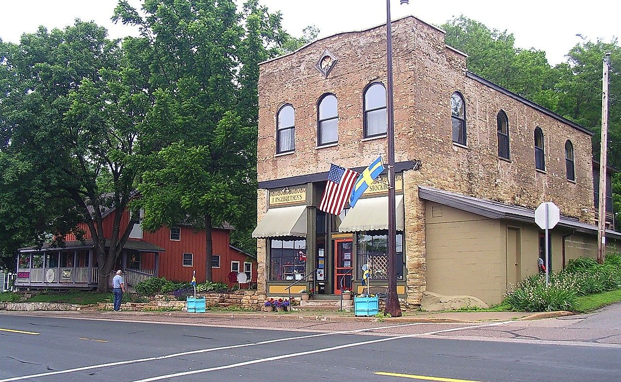 Downtown street in Stockholm, Wisconsin in the summer. Image credit Angelika Lindner via Wikimedia Commons